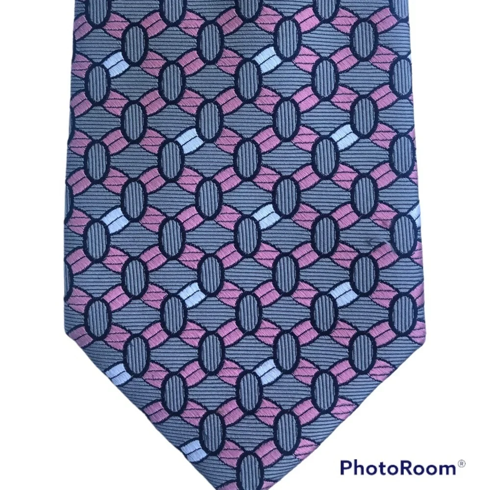Pink Gray Geometric Tie